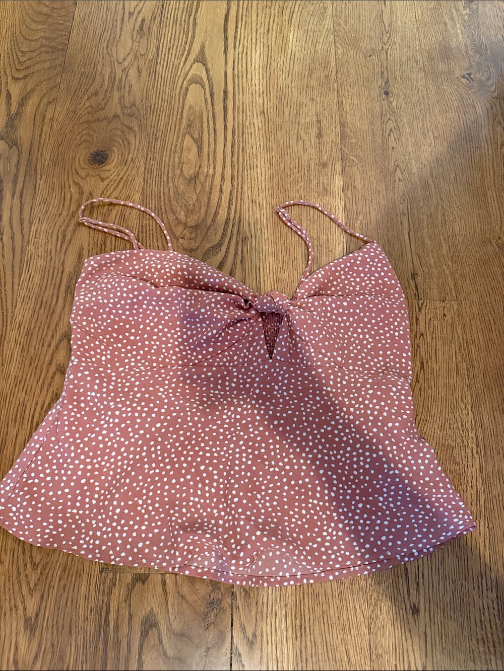 Abercrombie & Fitch Dusty Rose Polka Dot Tie-Front Cami